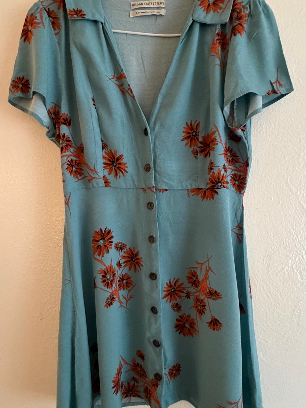 Urban Outfitters Teal Dress with Rust Floral Print